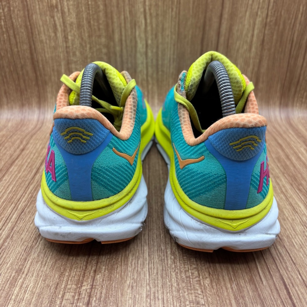 Hoka Clifton 9 Running Shoe Womens 10B Teal Green 1127896-CEPR Cerulean Primrose - Picture 4 of 9